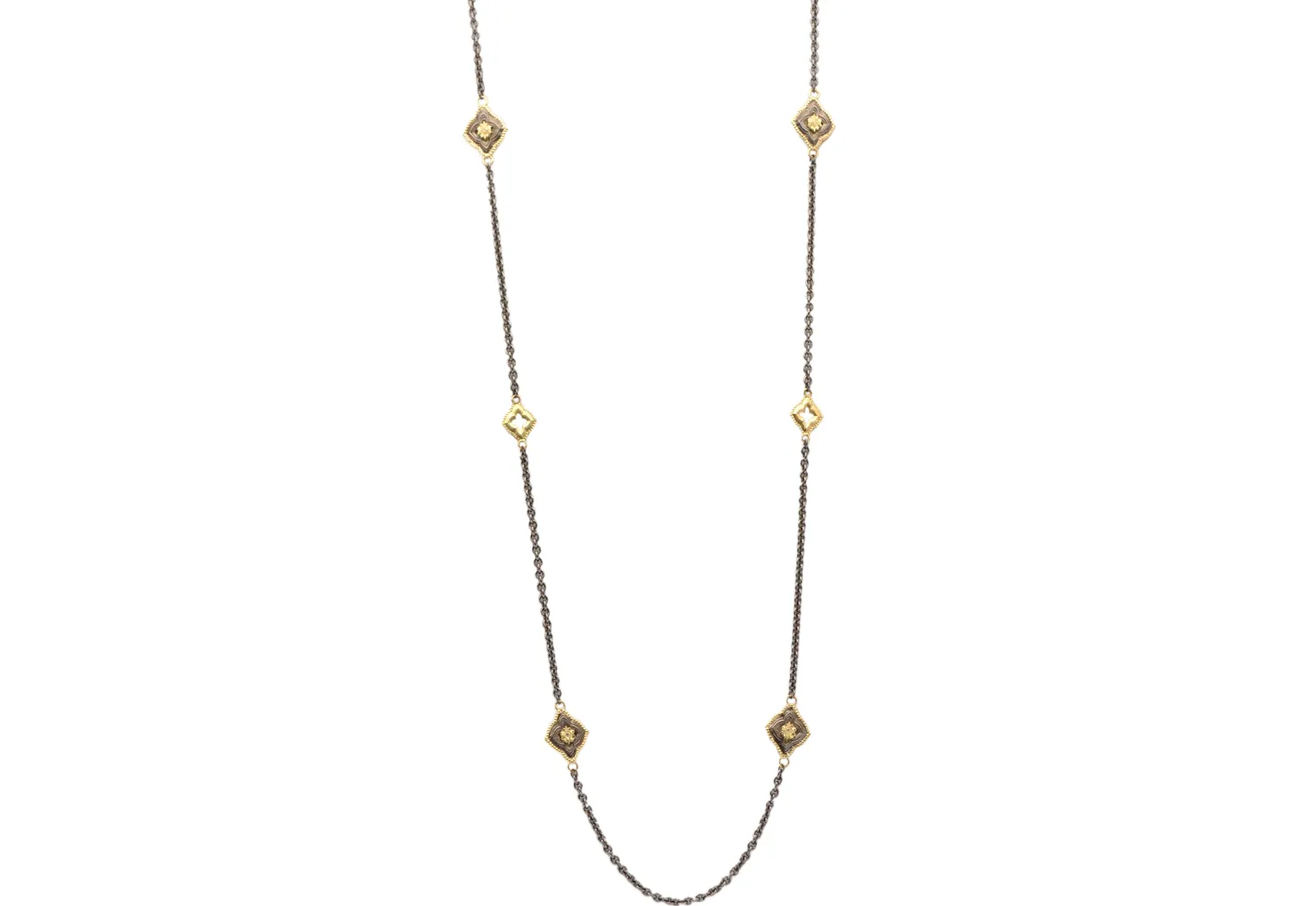 36" CHAIN LINK NECKLACE WITH 6 SCROLL STATIONS