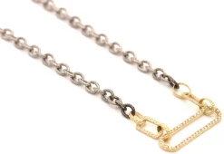 17"  CHAIN LINK NECKLACE WITH PAVE PAPERCLIP
