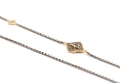 36"  CHAIN LINK NECKLACE WITH 3 SCROLL STATIONS