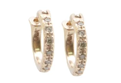 Champagne Diamond Huggie Hoop Earrings
