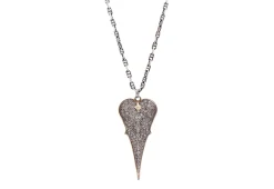 Champagne Diamond Pave Heart Shield Necklace