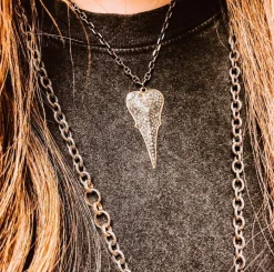 Champagne Diamond Pave Heart Shield Necklace