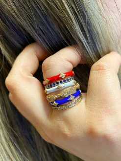 Classic Red Enamel Crivelli Stack Band Ring
