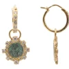 COIN PATINA ARTIFACT HUGGIE HOOP DROP EARRINGS