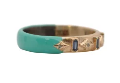 CRIVELLI AND BLUE BAGUETTE ENAMEL STACK RING