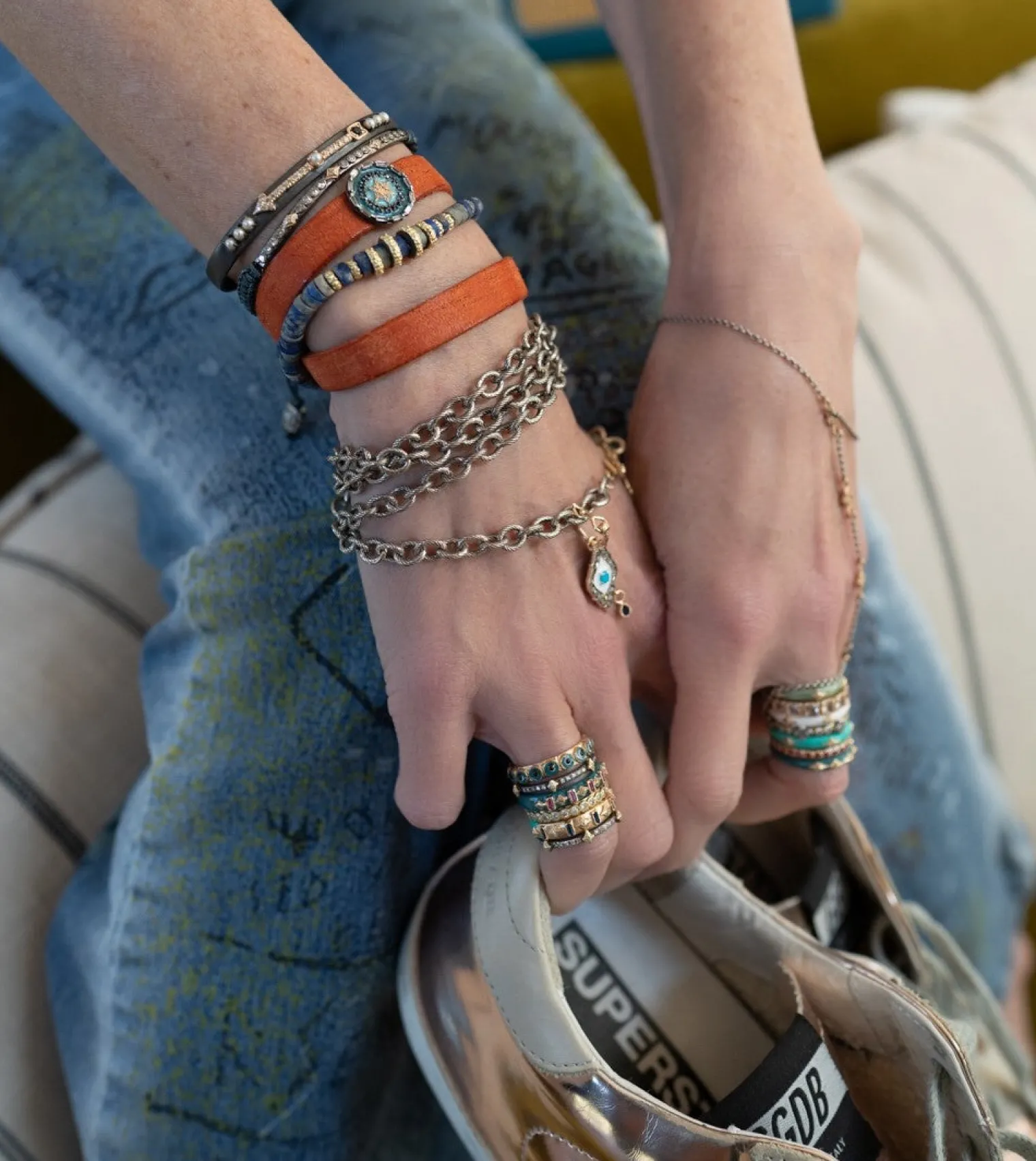 CRIVELLI AND DIAMOND BAR PULL BRACELET