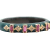 CRIVELLI AND PINK BAGUETTES ENAMEL STACK RING