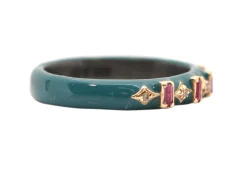 CRIVELLI AND PINK BAGUETTES ENAMEL STACK RING