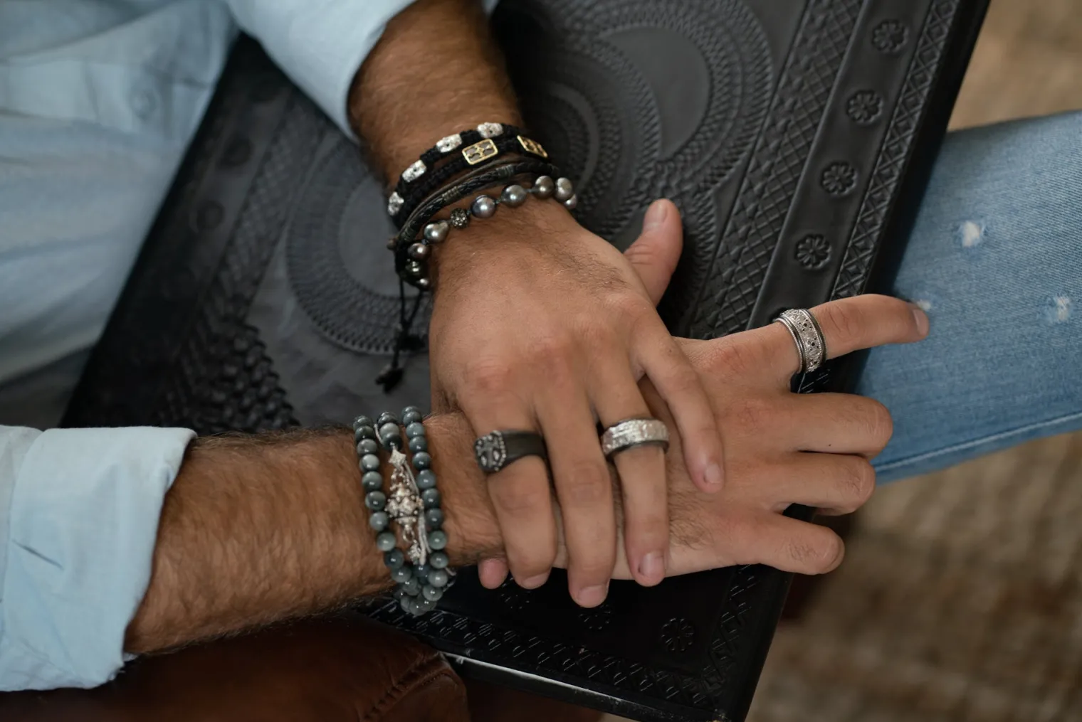 Crivelli Cross Stations on Black Pull Bracelet