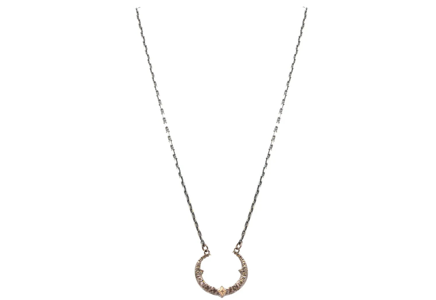 17.5" CRIVELLI MORGANITE CRESCENT PENDANT NECKLACE