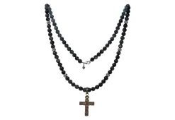 28" CROSS ENHANCER WITH  BLACK RUTILATED QUARTZ