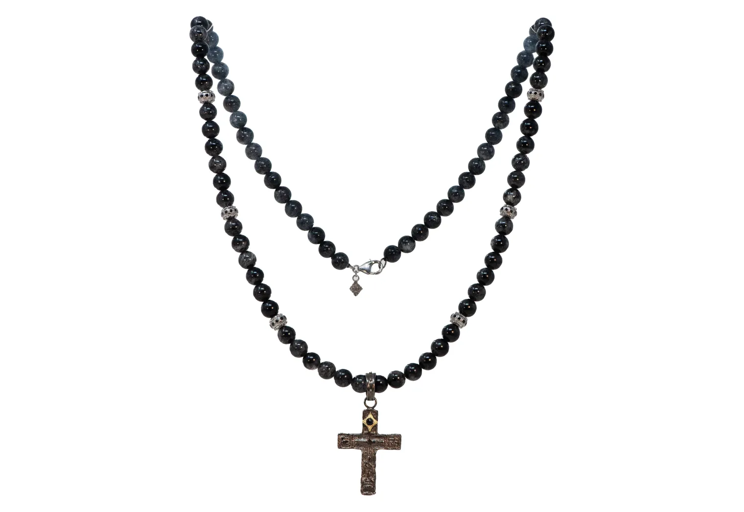 28" CROSS ENHANCER WITH BLACK RUTILATED QUARTZ