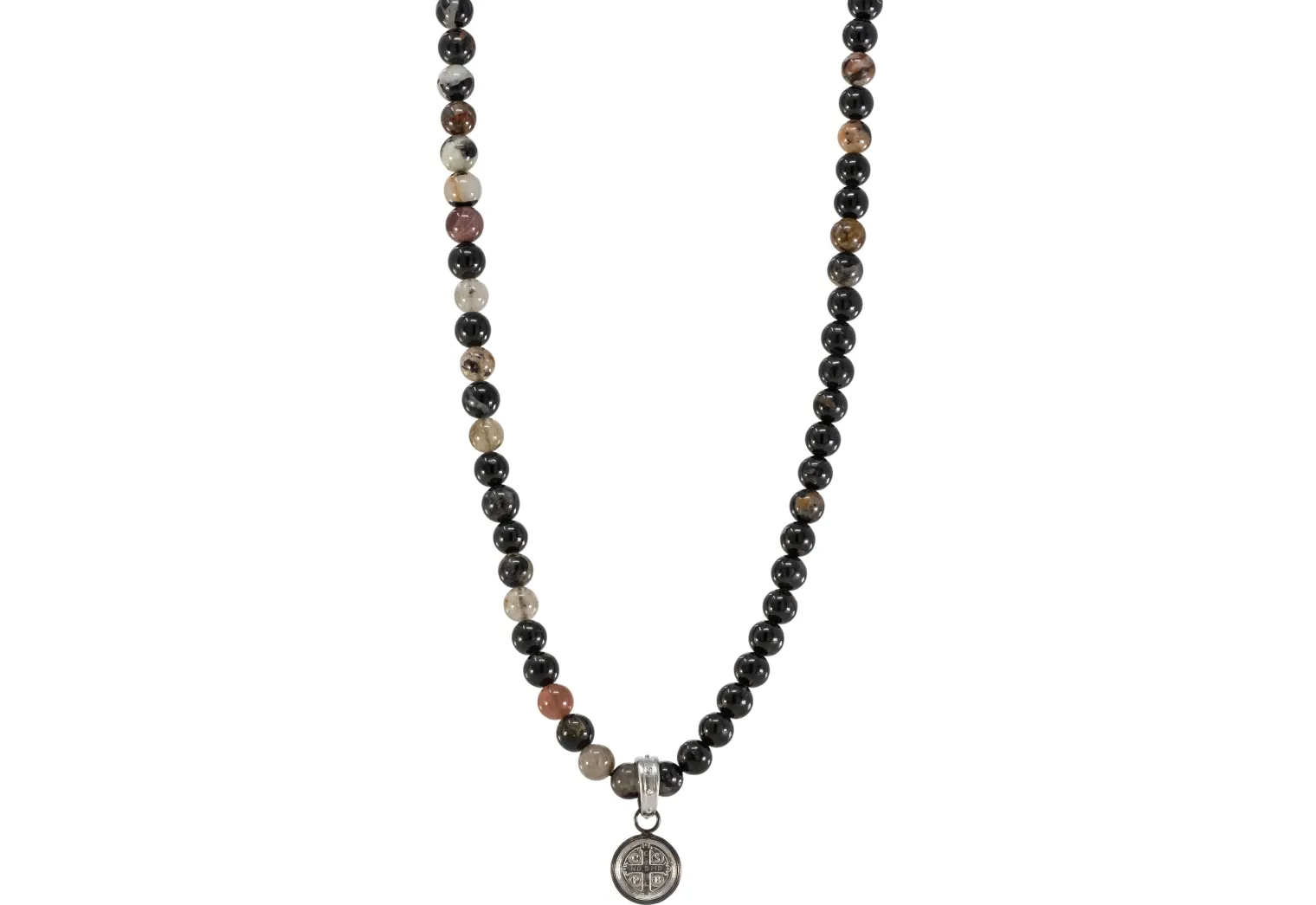 28" CROSS ENHANCER WITH TOURMALINE BEAD NECKLACE