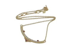 Curved Bar with Rubies Pendant Necklace