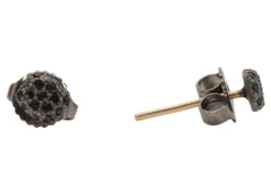CUSHION PAVE BLACK SAPPHIRE STUD EARRINGS