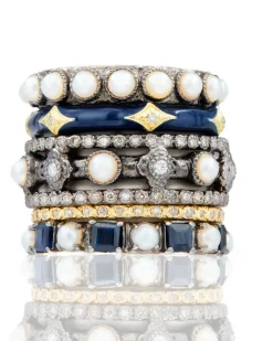 Dark Blue Enamel Crivelli Stack Band