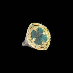 DISC ARTIFACT TEAL PATINA STATEMENT RING