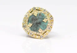 DISC ARTIFACT TEAL PATINA STATEMENT RING