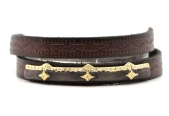 DOUBLE WRAP BROWN LEATHER BRACELET