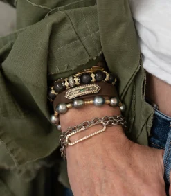 DOUBLE WRAP PAVE PAPERCLIP ID BRACELET