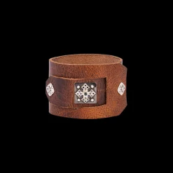 DOUBLET LEATHER BRACELET WITH BLACK AND WHITE DIAMONDS