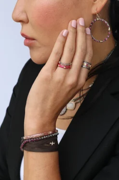 DUSTY ROSE ENAMEL CRIVELLI PURPLE GARNET HUGGIE BRACELET