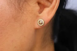 DUSTY ROSE ENAMEL STUD EARRINGS