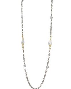 Edison Pearl Stations on Chain Link Necklace