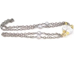 Edison Pearl Stations on Chain Link Necklace