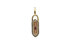 ELONGATED SHIELD DUSTY ROSE ENAMEL PENDANT