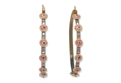 Enamel Evil Eye Stations Hoop Earrings
