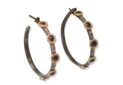 Enamel Evil Eye Stations Hoop Earrings