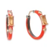 Enamel Huggie with Topaz Earrings