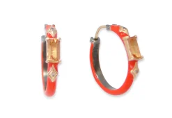 Enamel Huggie with Topaz Earrings