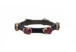 Enamel with Garnet Stations Stack Ring