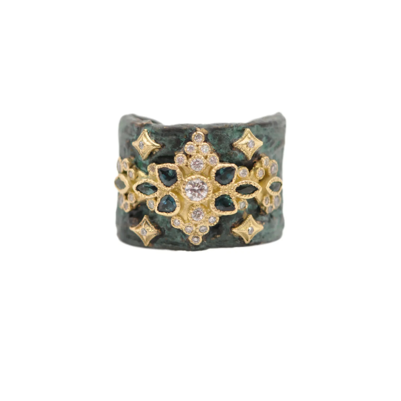 FLORAL GEMSTONE ARTIFACT STATEMENT RING