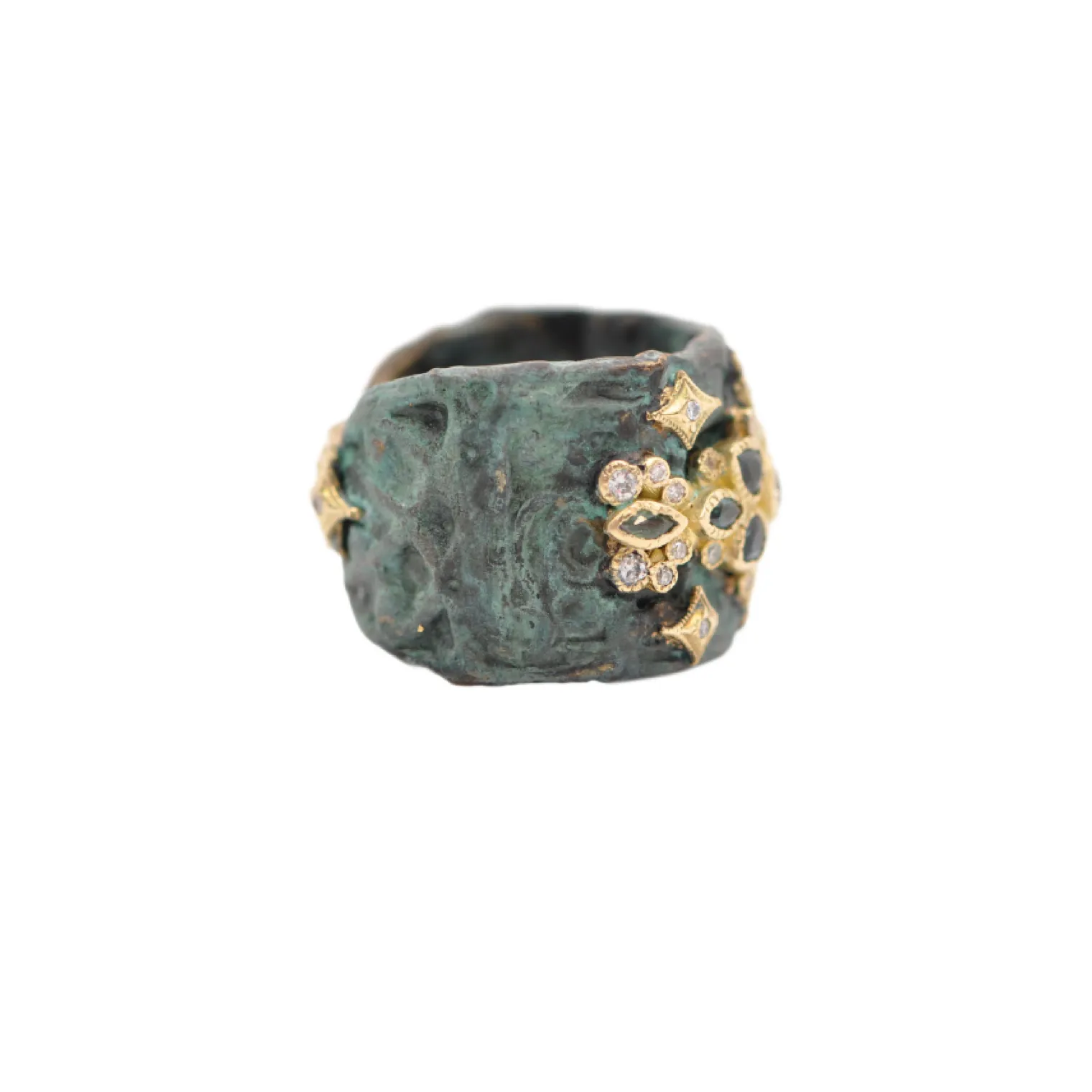 FLORAL GEMSTONE ARTIFACT STATEMENT RING