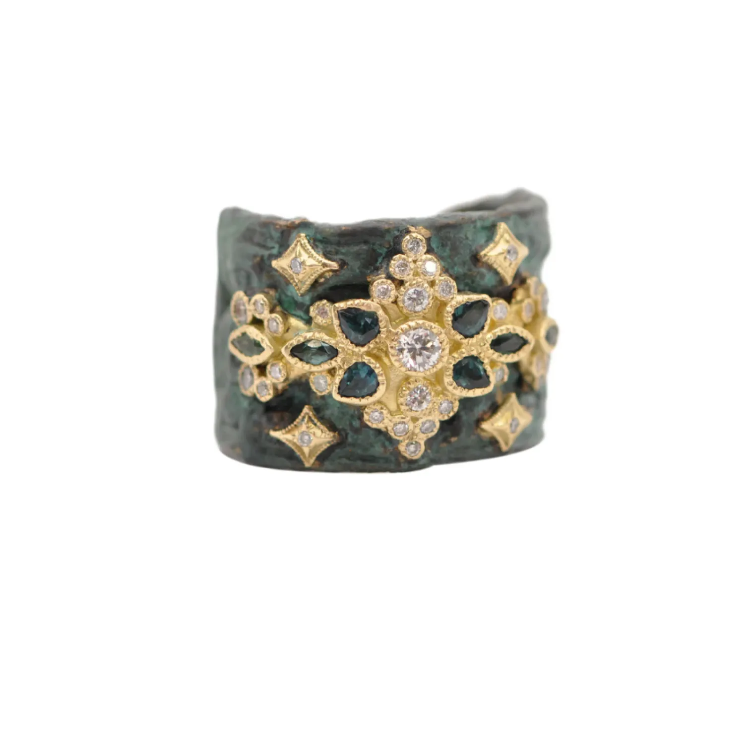 FLORAL GEMSTONE ARTIFACT STATEMENT RING
