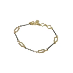 GOLD PAPERCLIP WITH DIAMOND BRACELET