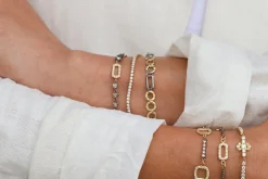GOLD PAPERCLIP WITH DIAMOND BRACELET