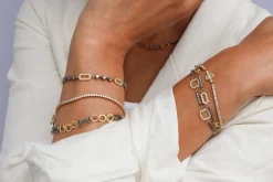 GOLD PAPERCLIP WITH DIAMOND BRACELET