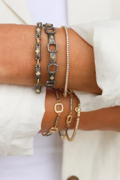 GOLD PAPERCLIP WITH DIAMOND BRACELET