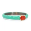 Green Turquoise Enamel with Mexican Fire Opal Stack Ring