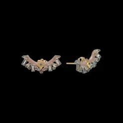 GREY DIAMOND BAGUETTE CLUSTER WITH LIGHT NUDE ENAMEL STUD EARRINGS