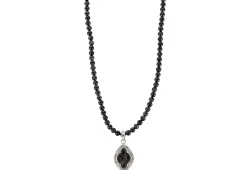 26' GREY RUTILATED QUARTZ ROUND BEADS NECKLACE