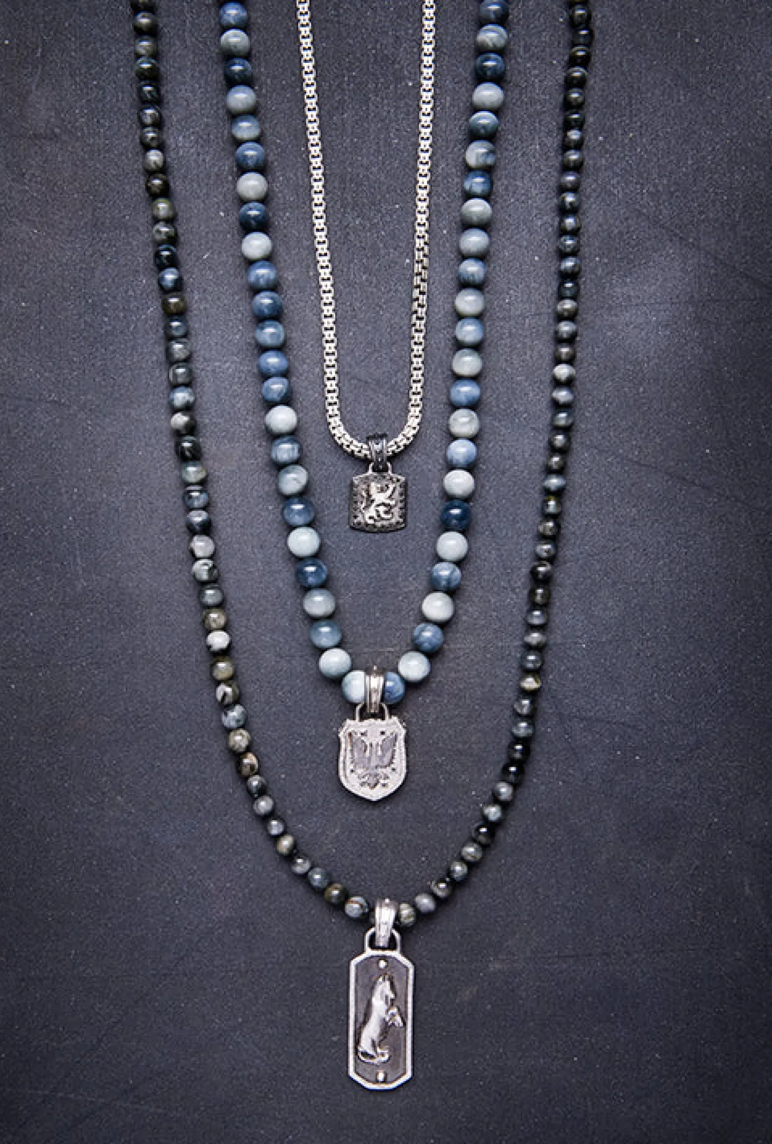 Griffin Shield Pendant on Beaded Necklace