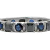 Hematite and Sapphire Stack Ring