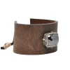 Hematite Station Leather Pull Bracelet
