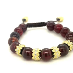 HESSONITE AND CARVED CRIVELLI STATIONS PULL BRACELET