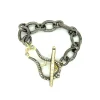 HORSESHOE LINK BRACELET WITH GREY AND WHITE DIAMONDS
